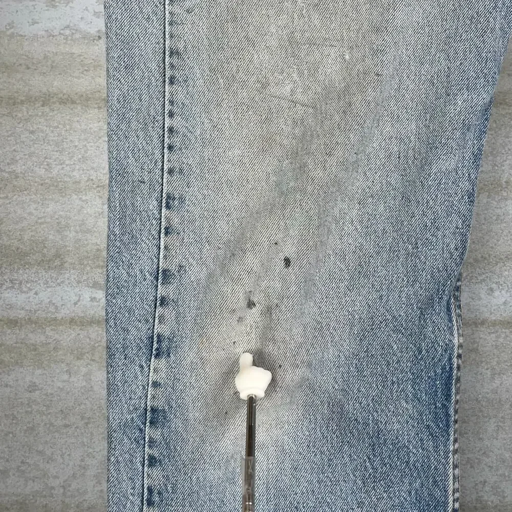 Vintage 90s Levis Jeans 505 38x34 Regular Straight Leg Fit Light Wash Orange Tab